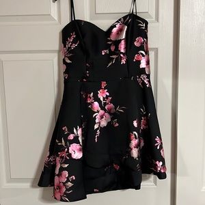 Black floral cocktail dress